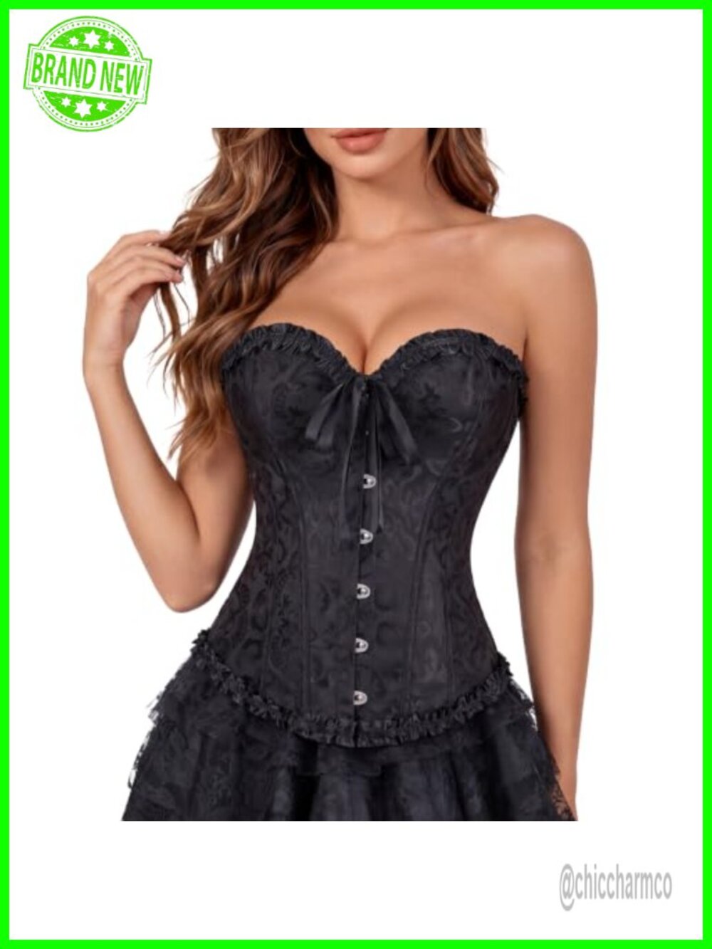 Women's Victorian Overbust Corset Top Brocade Lace-Up Renaissance Bustier